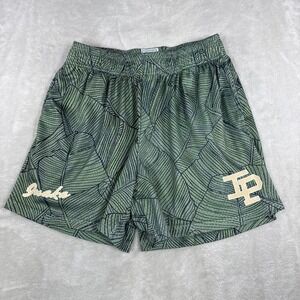 Inaka Power Shorts Mens Large Green Gold Basic Mesh Tropical Athletic Gym